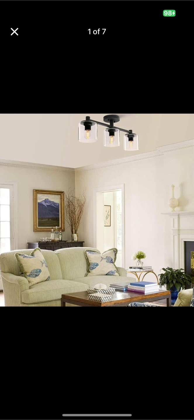 Black 3-Light Farmhouse Ceiling Light - photo 2