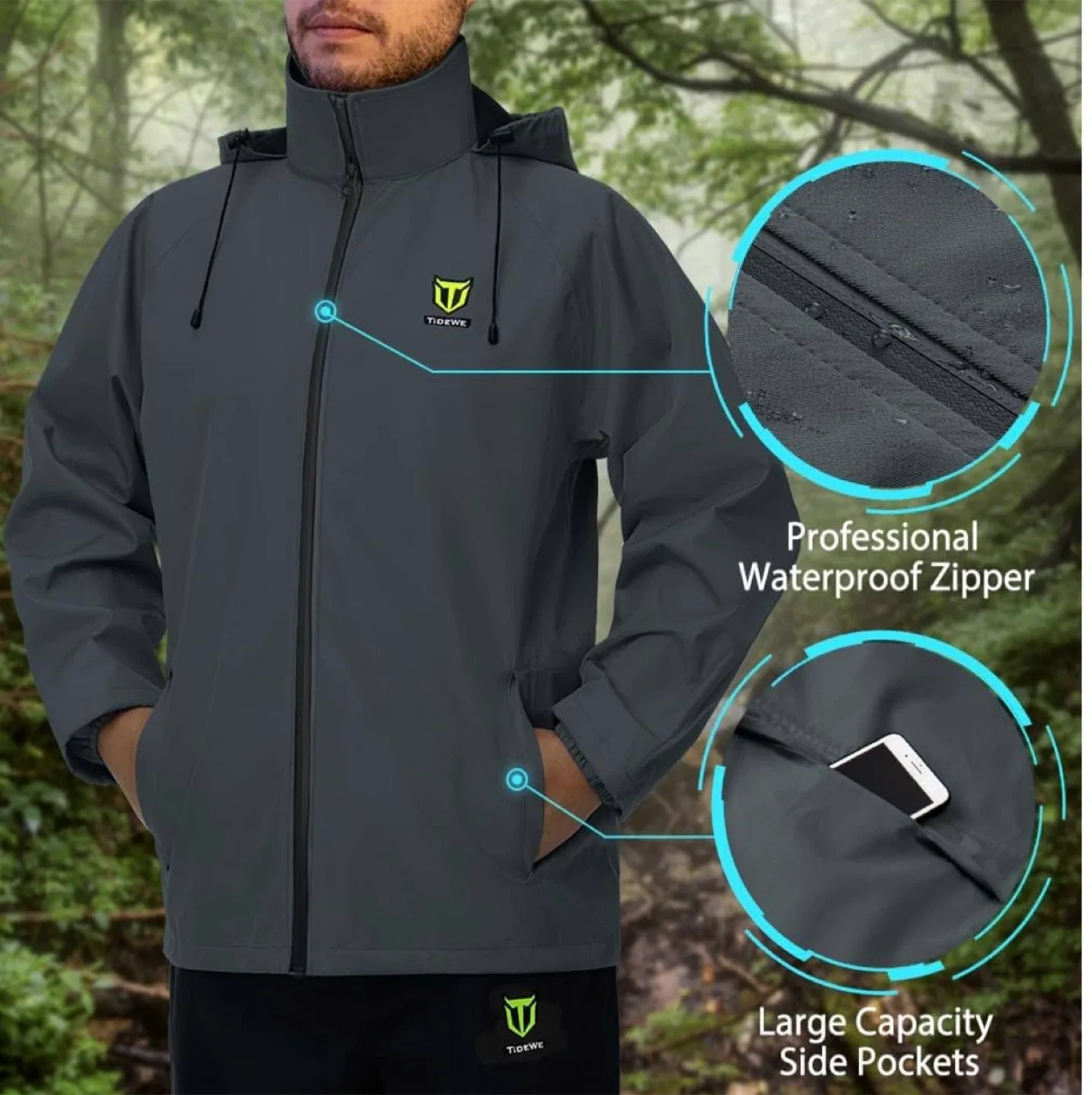New xl Tidewe Waterproof Rain Suit - Breathable & Windproof image indicator(4)