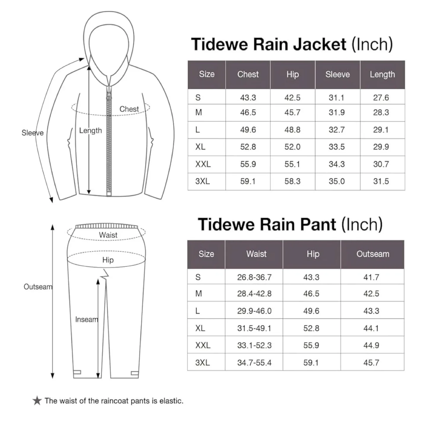 New xl Tidewe Waterproof Rain Suit - Breathable & Windproof image indicator(6)