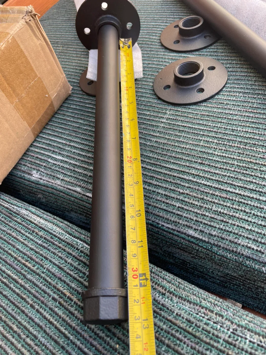 BRAND NEW Industrial Pipe Shelf Bracket, Black, 12 inch thumbnail