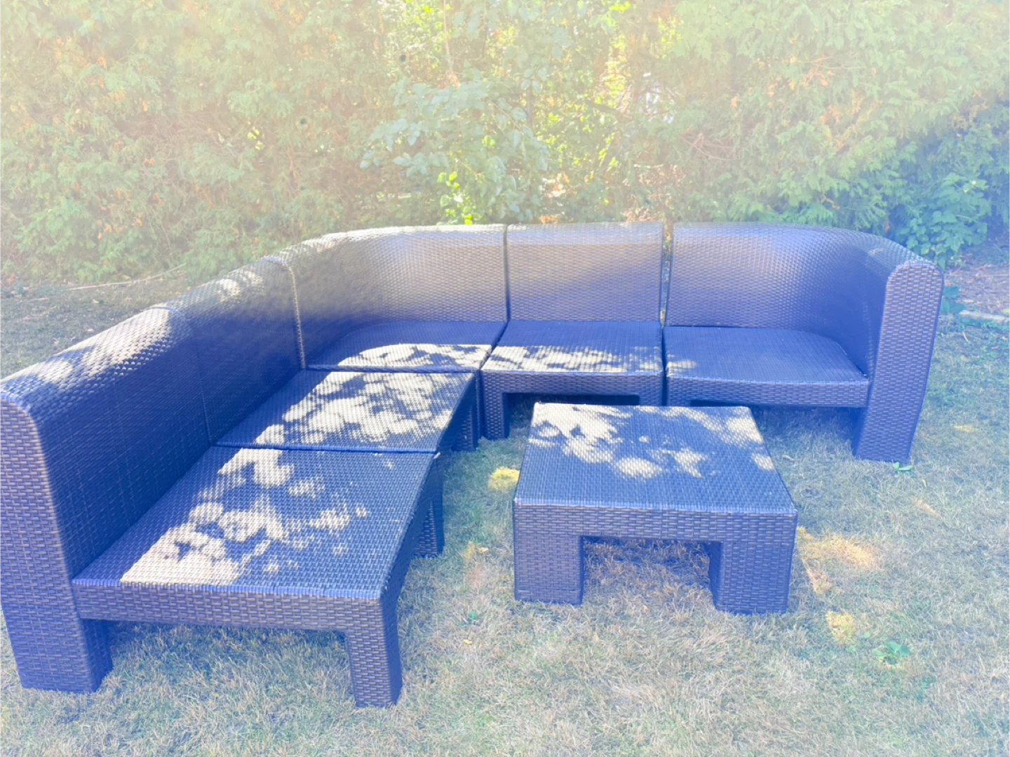 Brown Wicker Outdoor Sectional Sofa Set