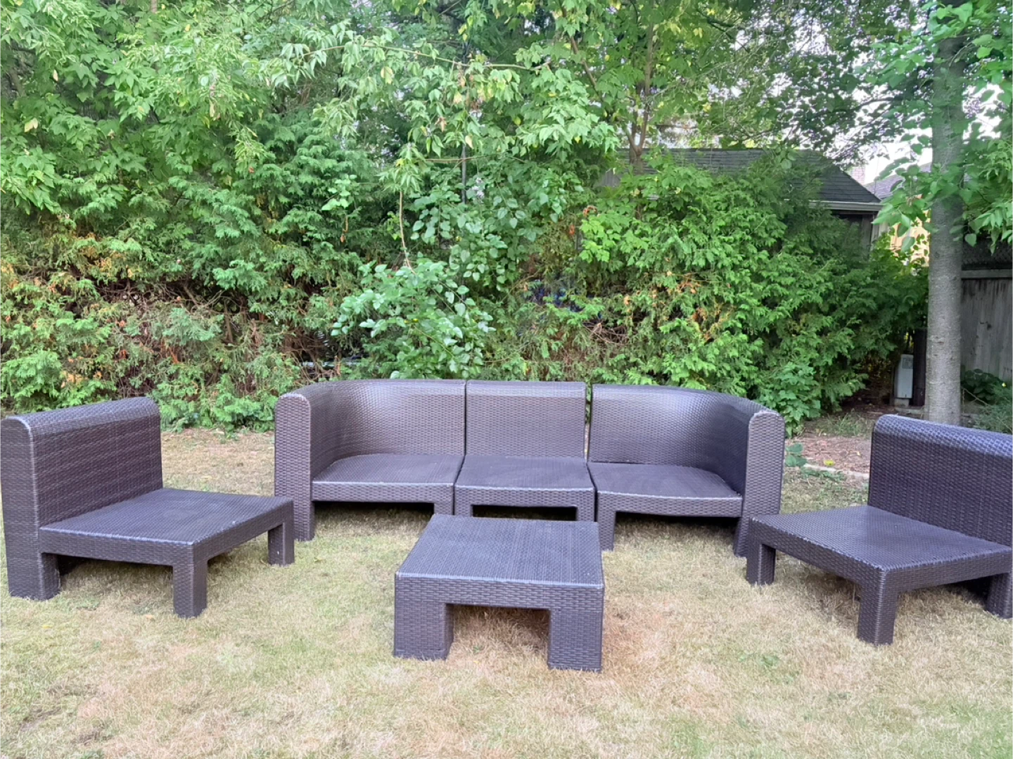 Brown Wicker Outdoor Sectional Sofa Set - photo 3