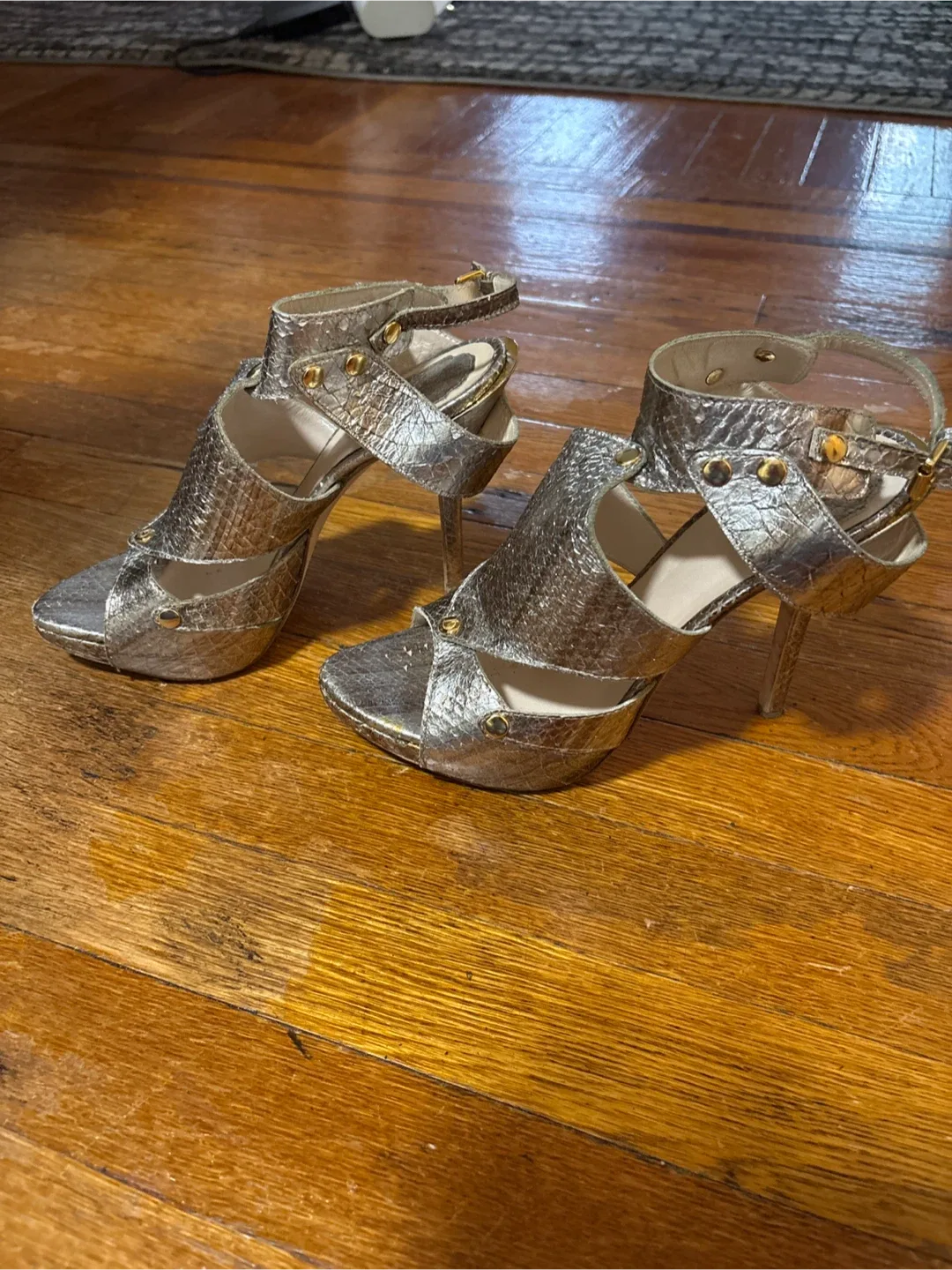 Christian Dior Gold Metallic Heels, Size 38 image indicator(3)
