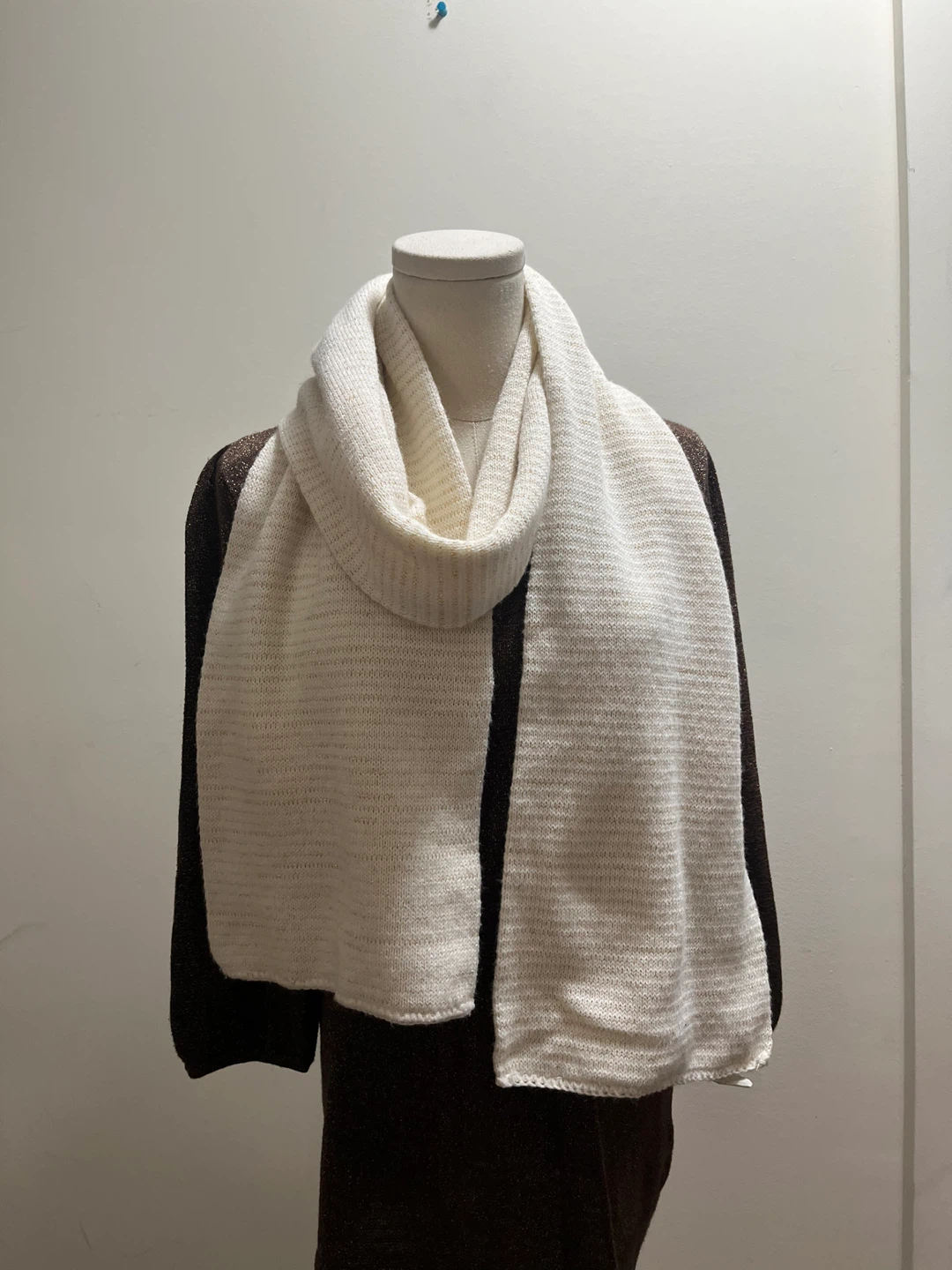 Cozy White Knit winter Scarf