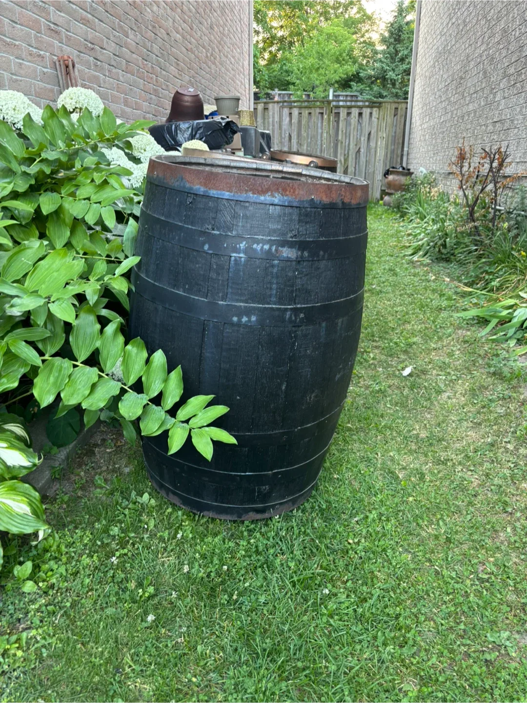 FULL OAK BARREL PLANTERS WITH WHEELS image indicator(2)