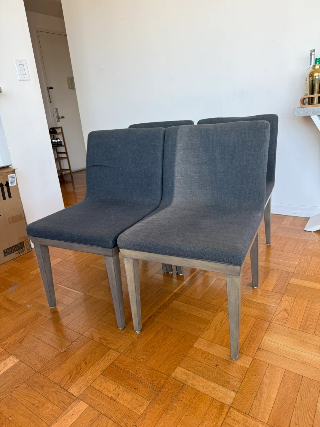 Set of 4 Grey CB2 Modern Dos Dining Chairs