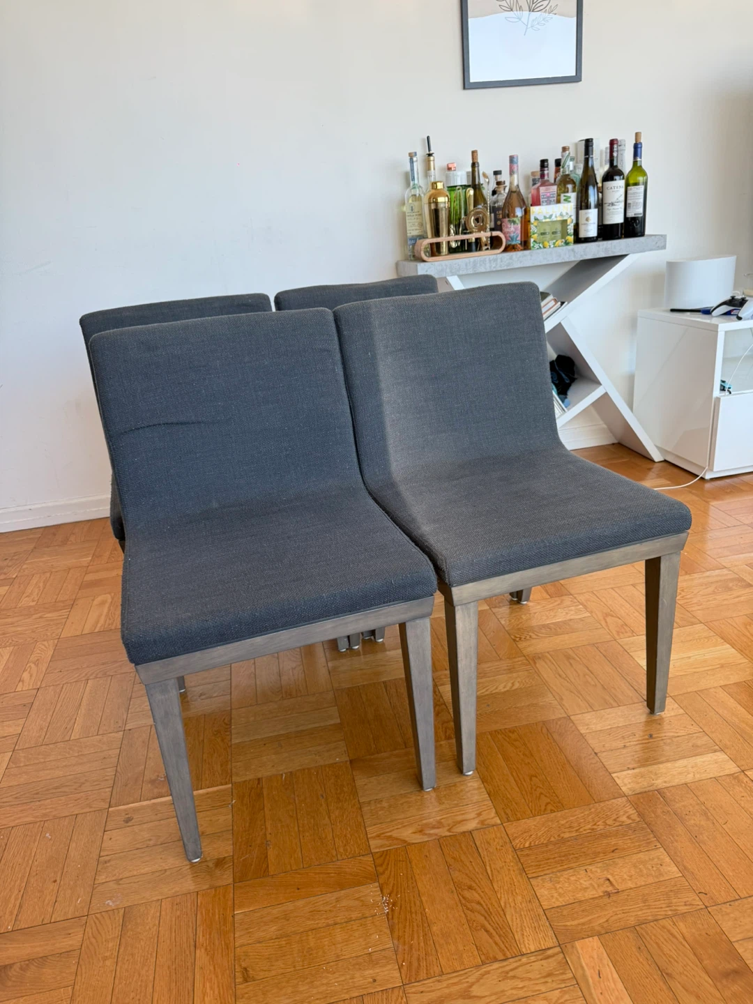 Set of 4 Grey CB2 Modern Dos Dining Chairs - photo 2