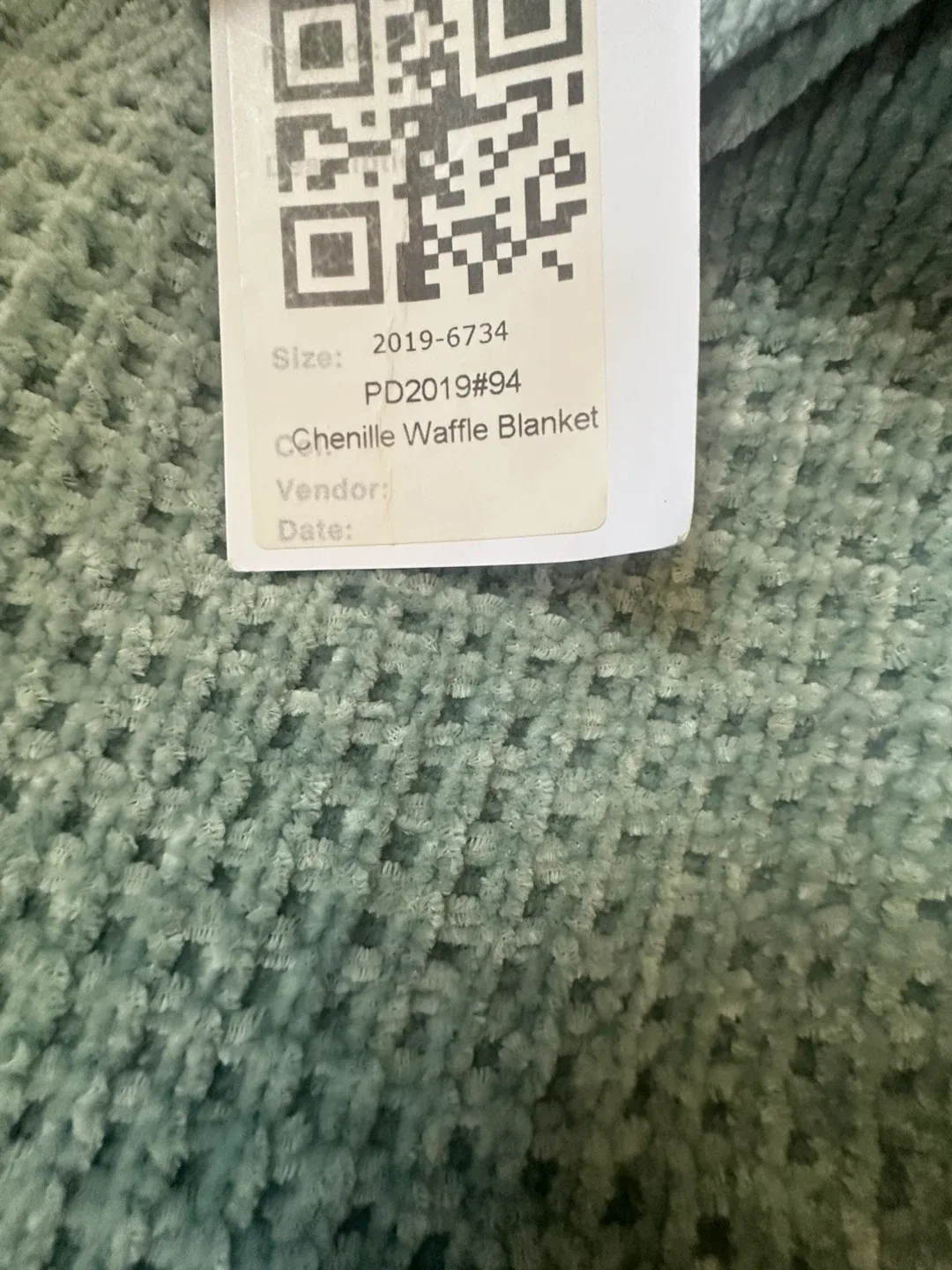 Light green Chenille Waffle Blanket 100"x92" thumbnail