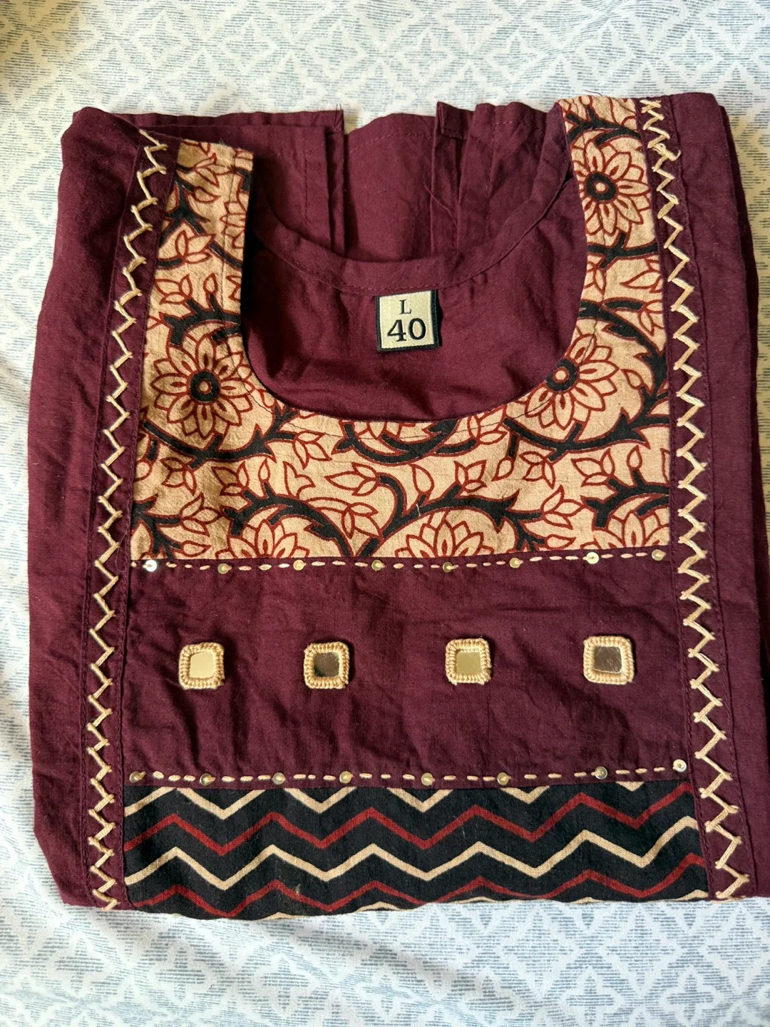 Burgundy Kurti Top - Size L/40 thumbnail