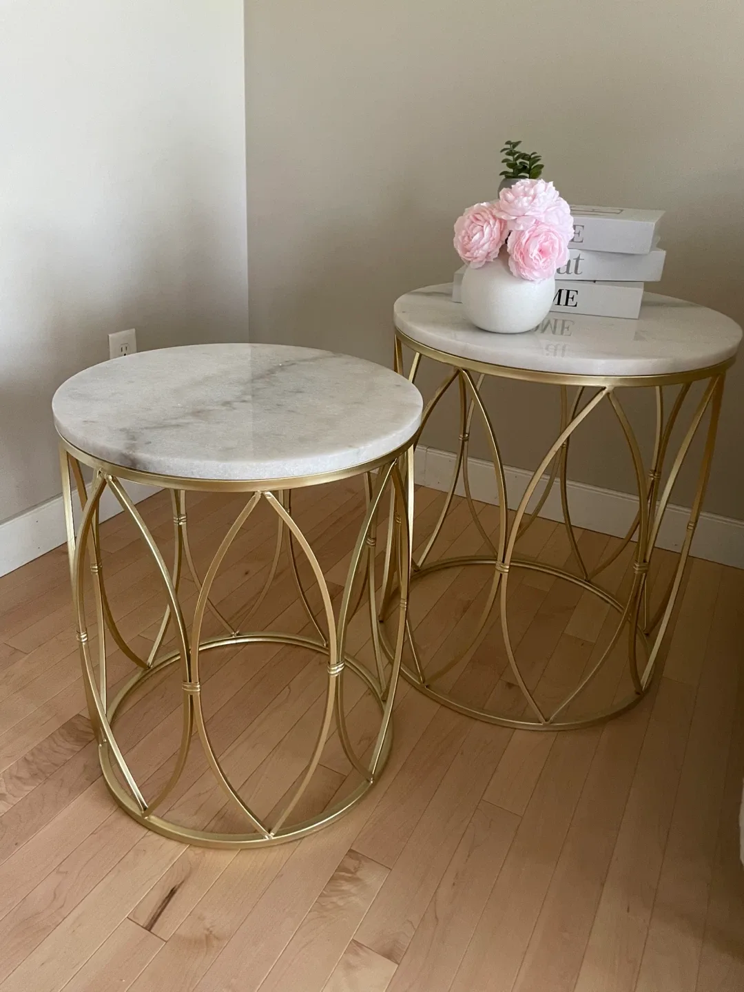 Marble Top Side Table with Gold Base thumbnail