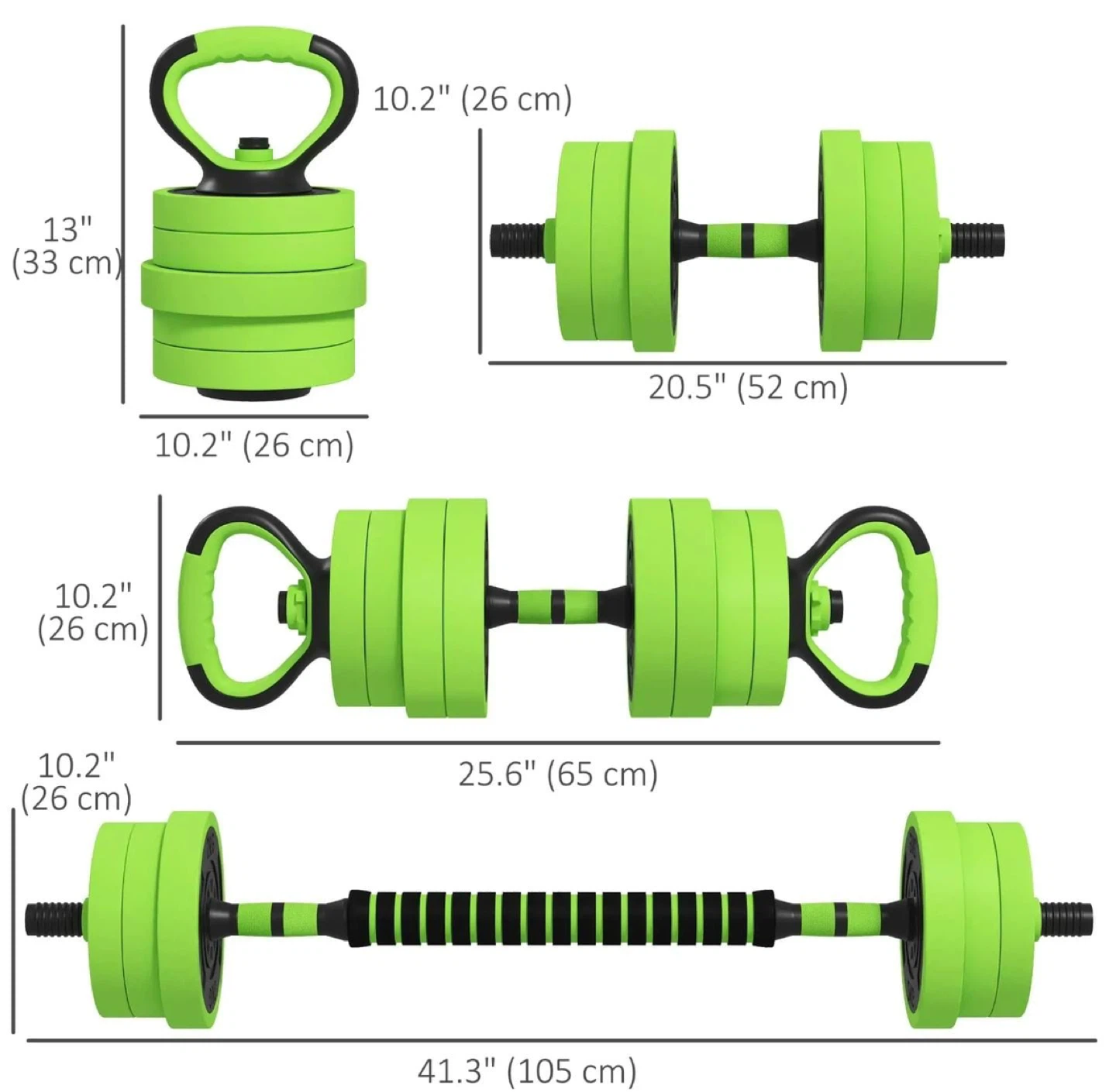 Adjustable Dumbbell Barbell Set - Green - photo 2