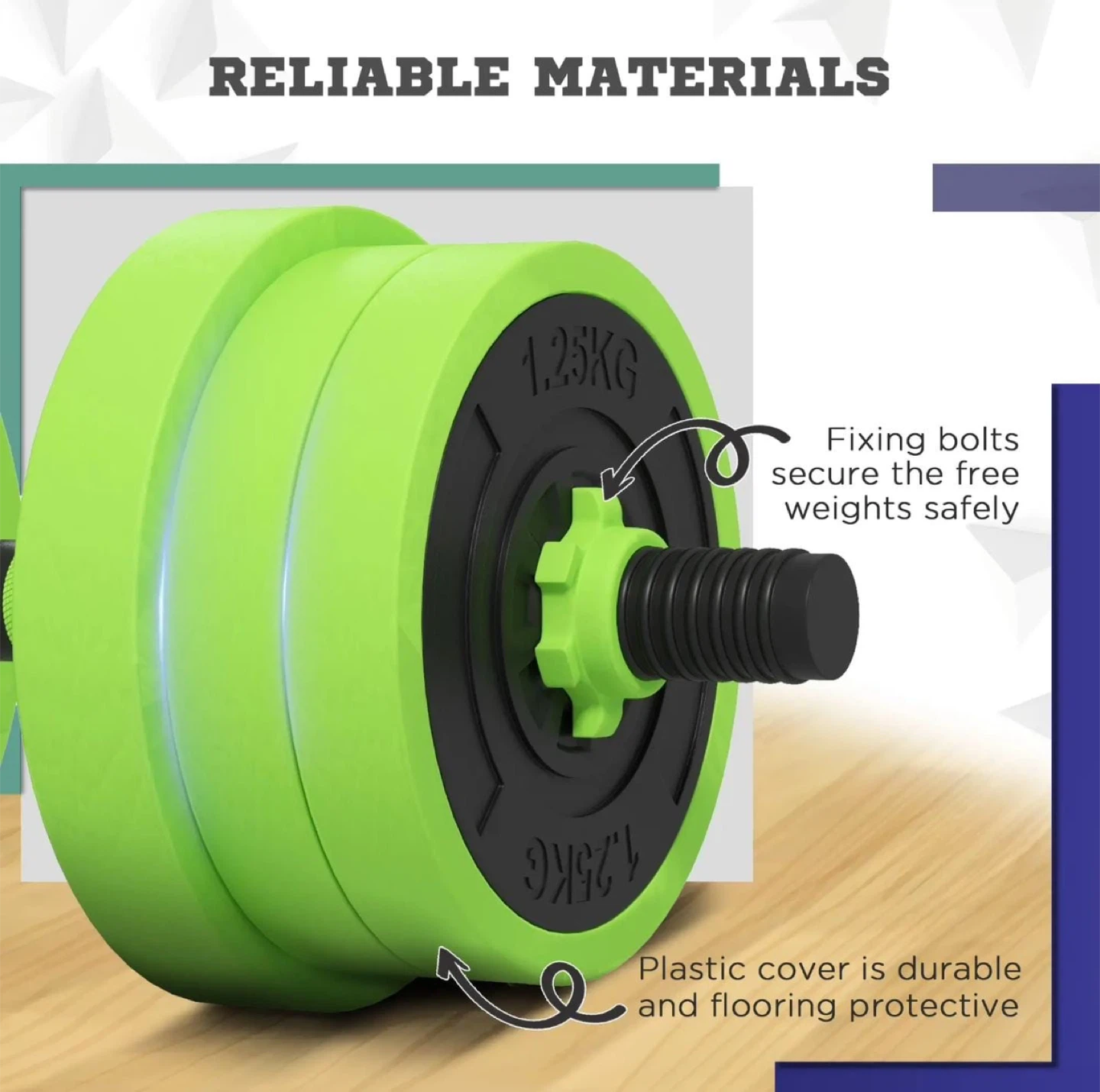 Adjustable Dumbbell Barbell Set - Green - photo 5