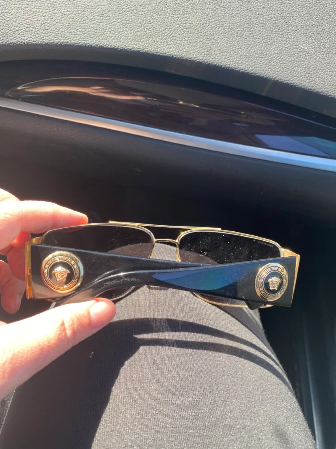 Versace Sunglasses Black and Gold very wide fit image indicator(4)