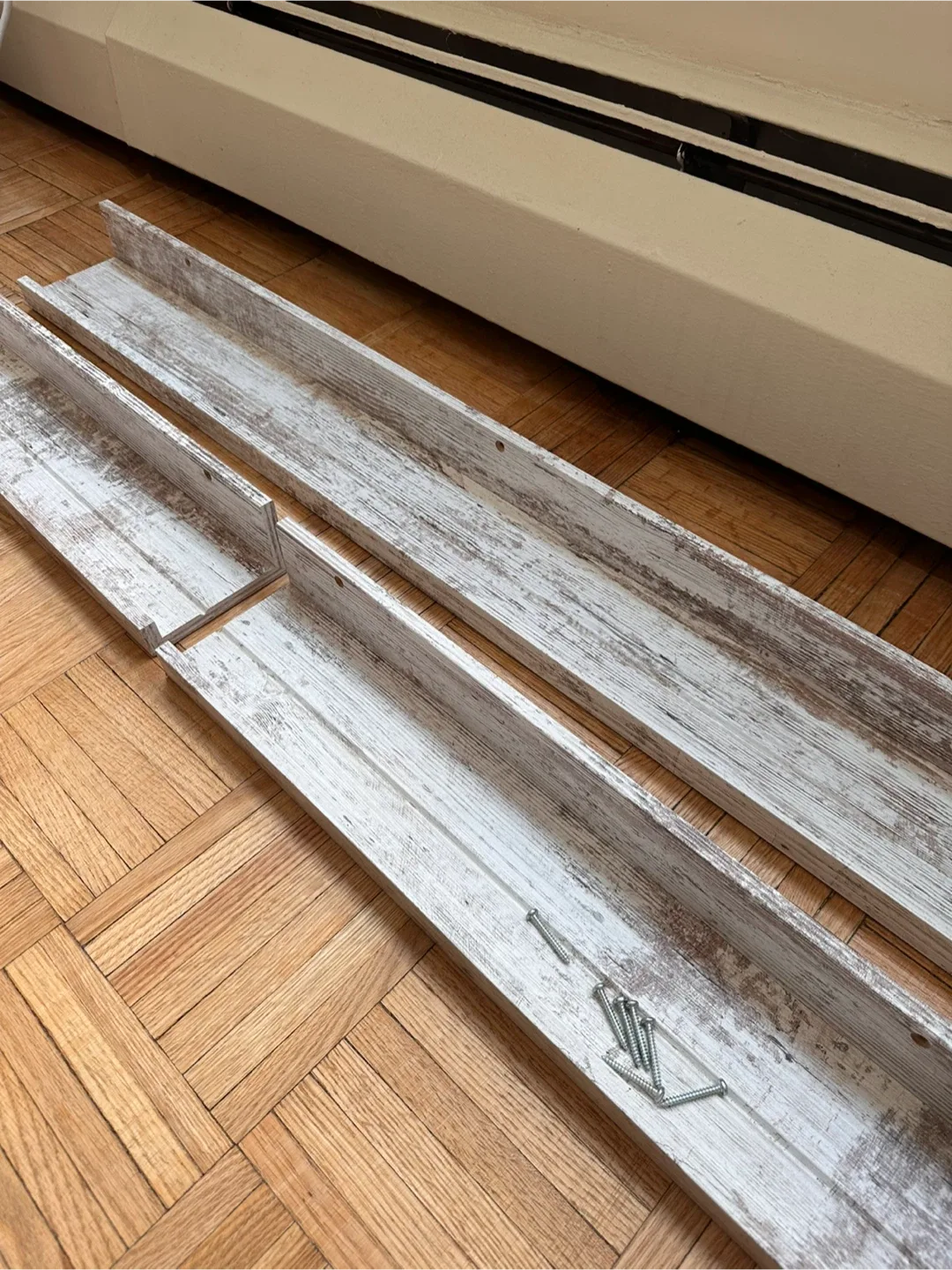 Ikea Shelves - White Rustic Wood feel thumbnail