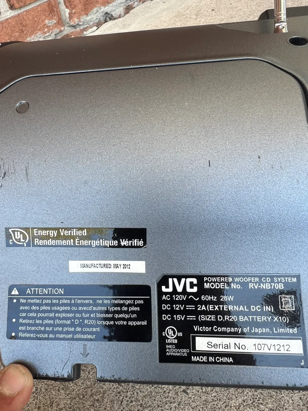 JVC RV-NB70 Powered Woofer CD System Boombox image indicator(8)
