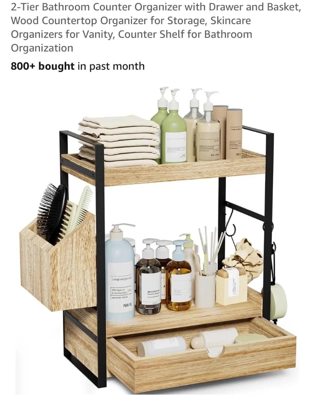 New Wooden 2-Tier Bathroom Counter Organizer thumbnail