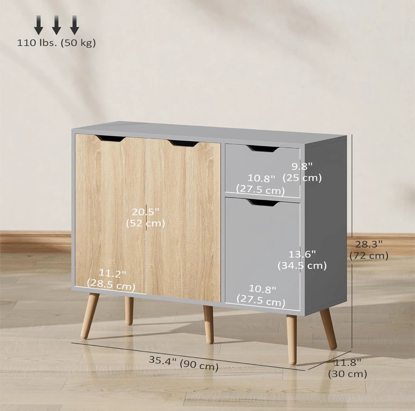 HOMCOM Grey & Wood Accent Cabinet - photo 2
