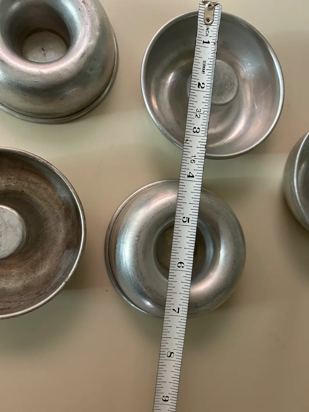 6 vintage small aluminum muffin cake jello molds Bundt image indicator(9)