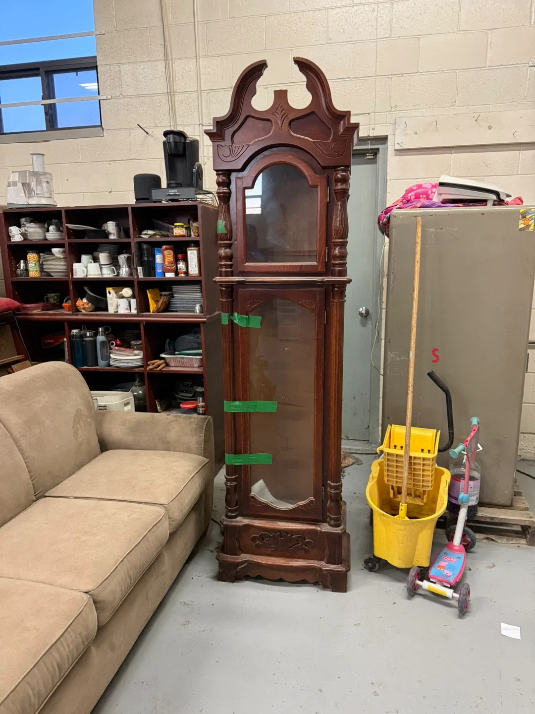 Antique Dark Wood Display Cabinet thumbnail
