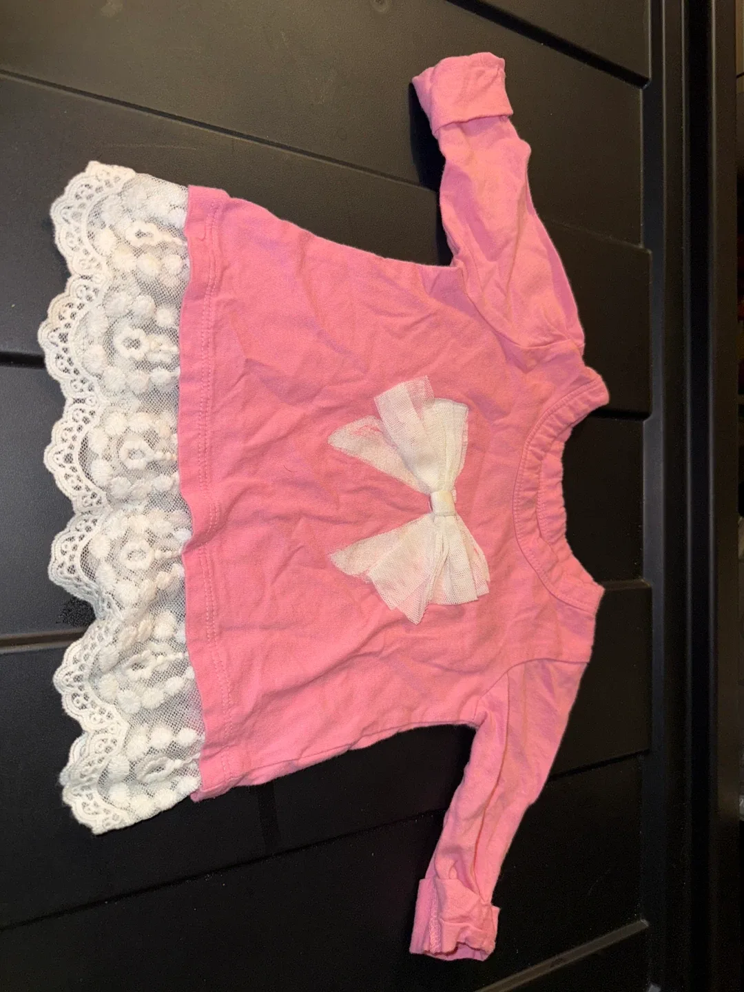 Pink baby girl shirt with lace thumbnail