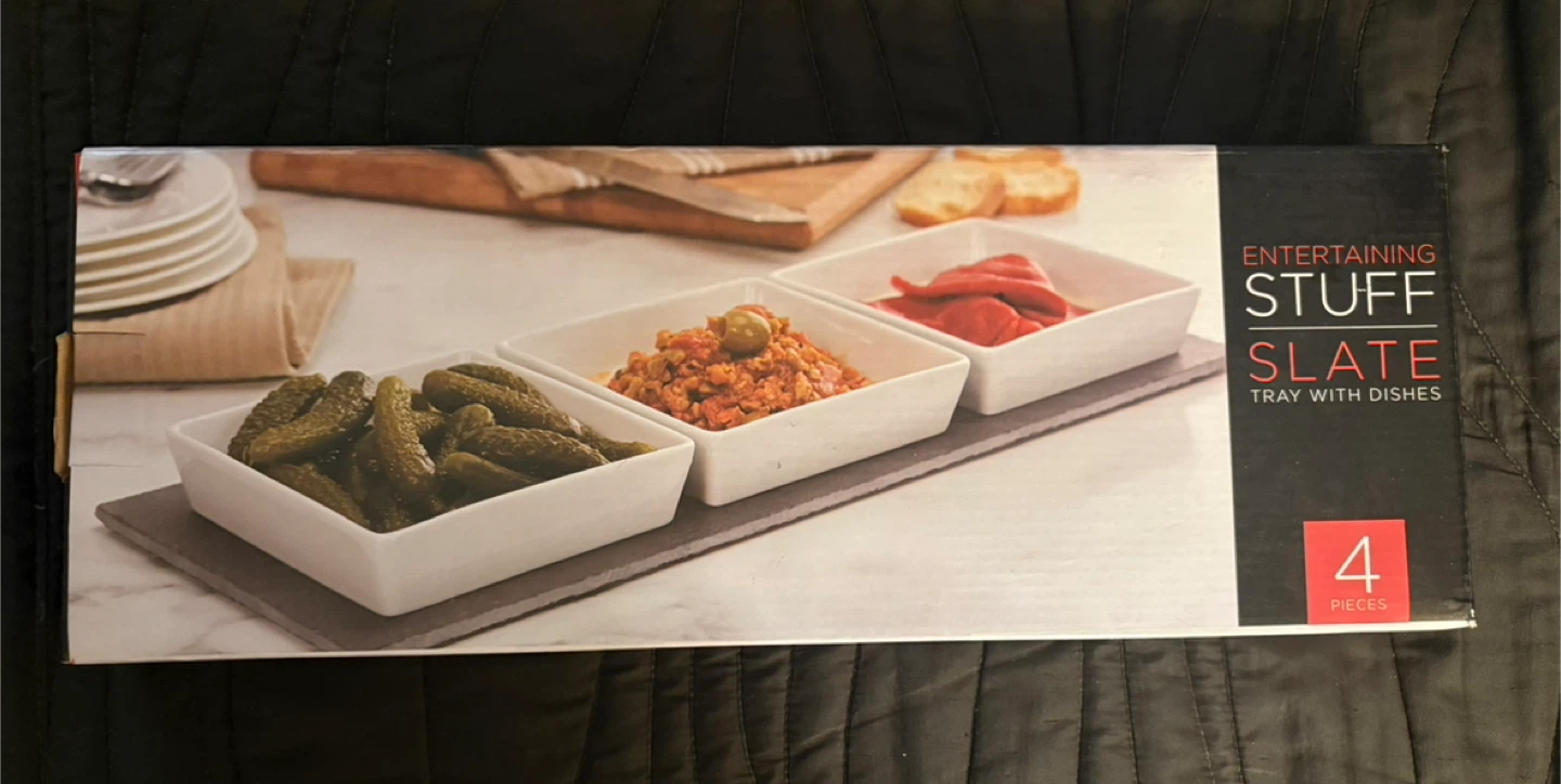 Entertaining Stuff Slate Tray with Dishes - New