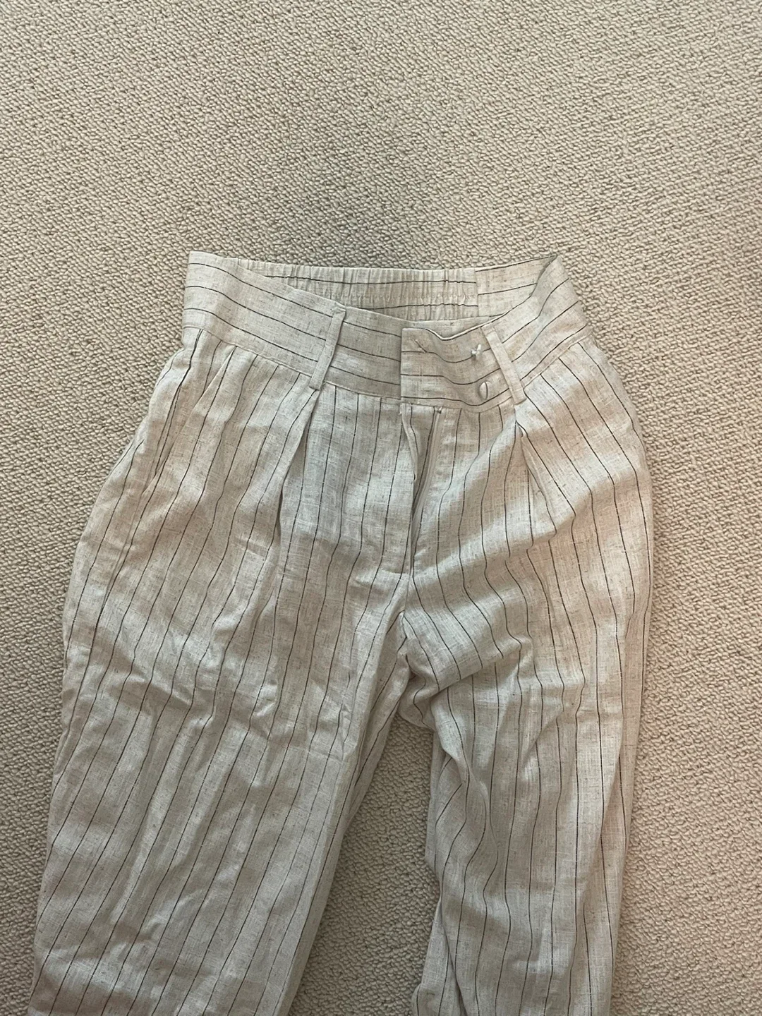 Dynamite Black Top & Striped Linen Pants image indicator(3)