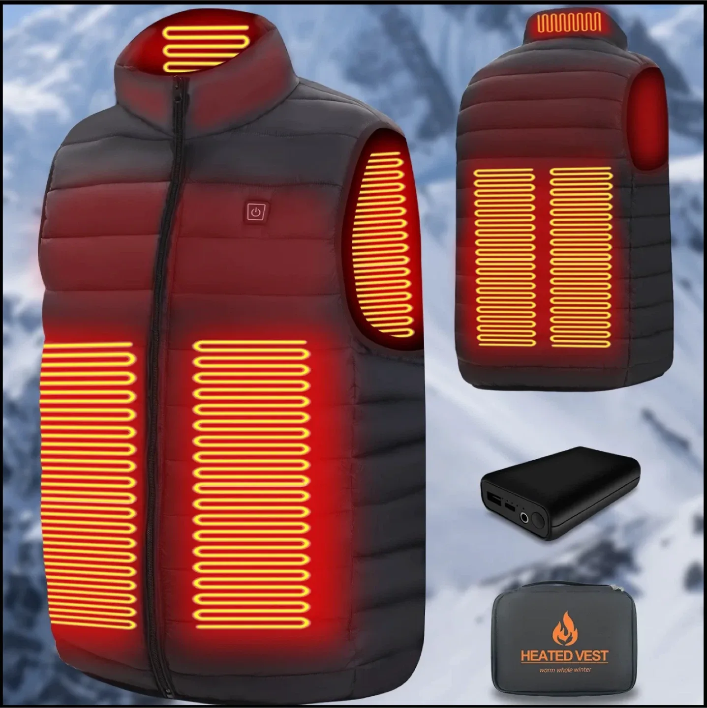 Heated Vest - Black, Waterproof, Windproof thumbnail