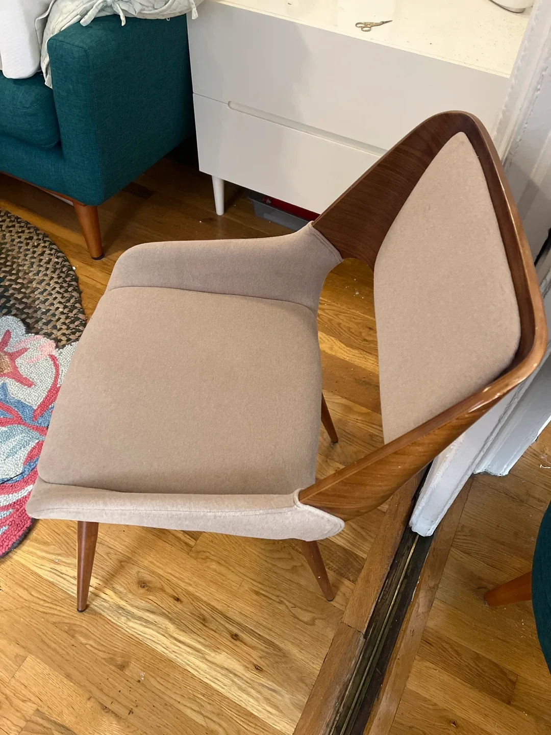 Modern Accent Chair - Wood & Beige image indicator(4)