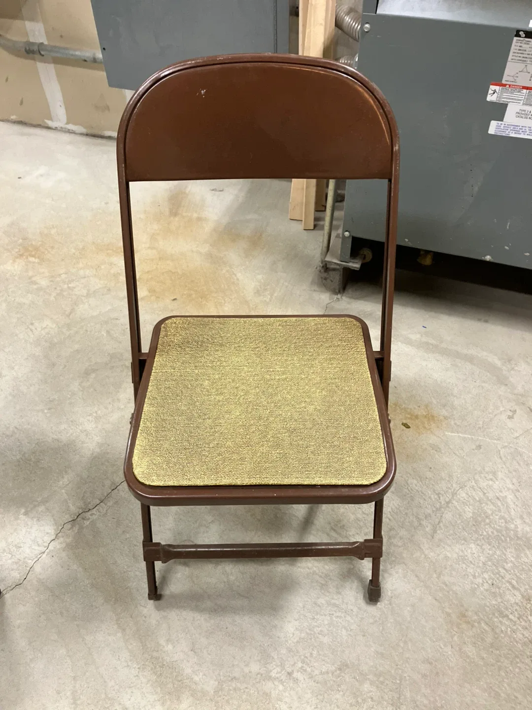 Vintage Brown Folding Chair - Brown with Green Seat thumbnail