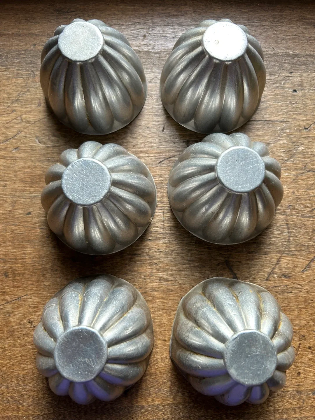 Vintage fluted ribbed Aluminum Metal molds jello Bundt cake MCM thumbnail
