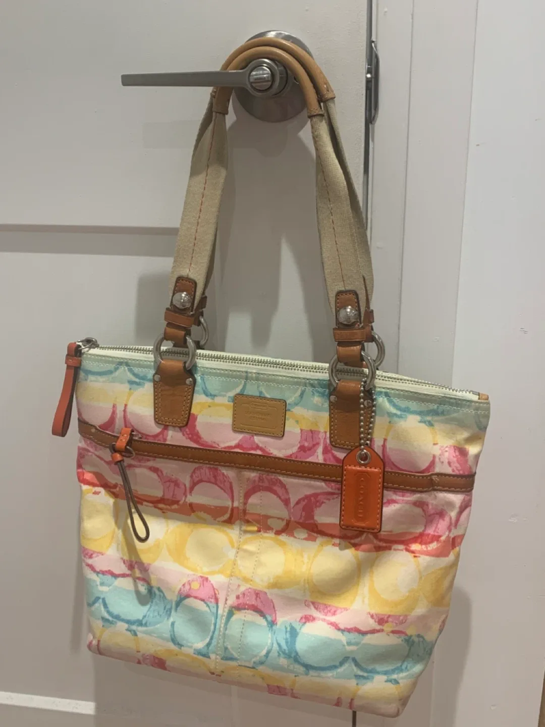 🌈 Coach Multicolor Signature Tote Bag 🌈 thumbnail