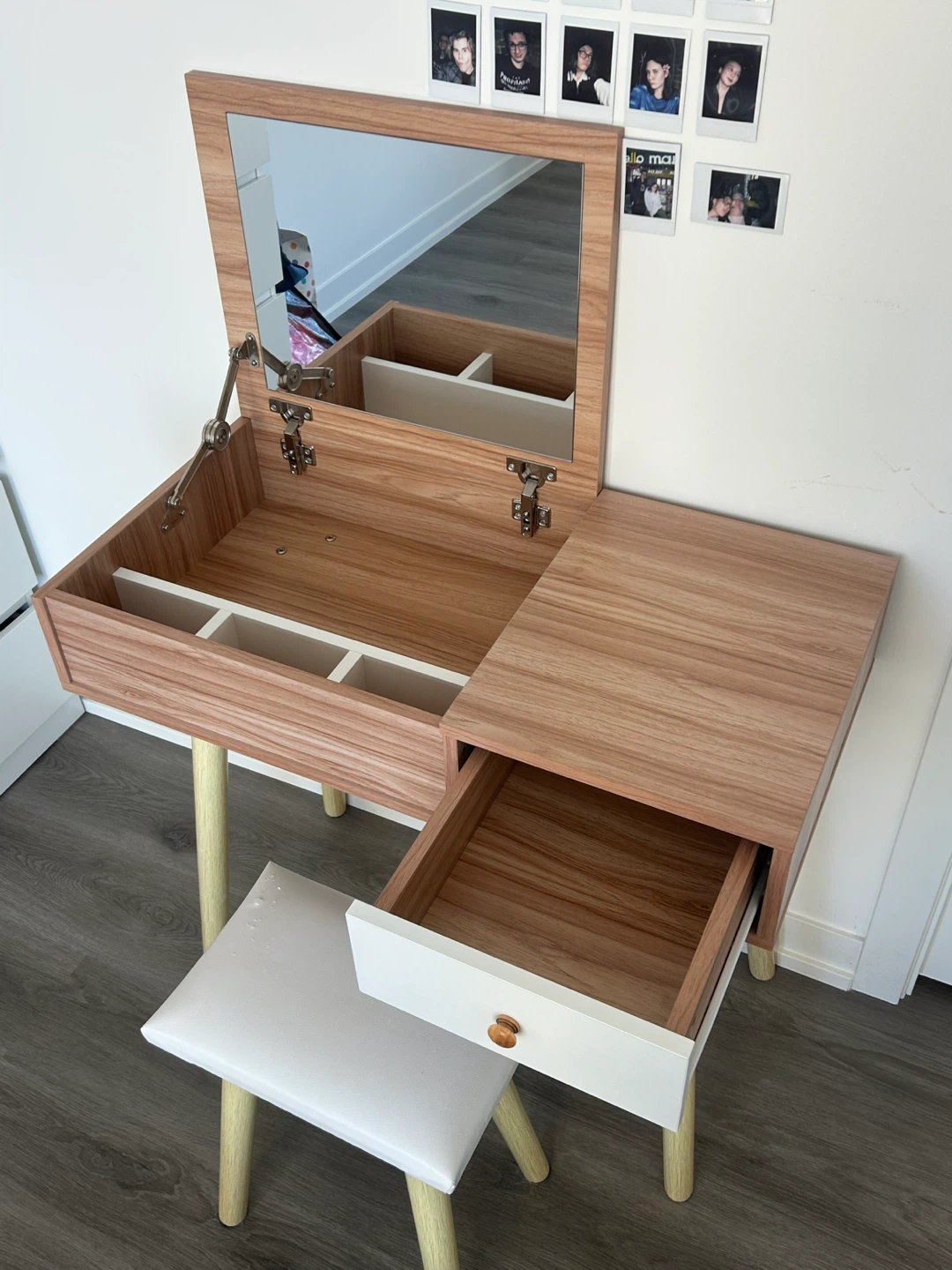 Vanity Table with Flip-Top Mirror + Stool - photo 4