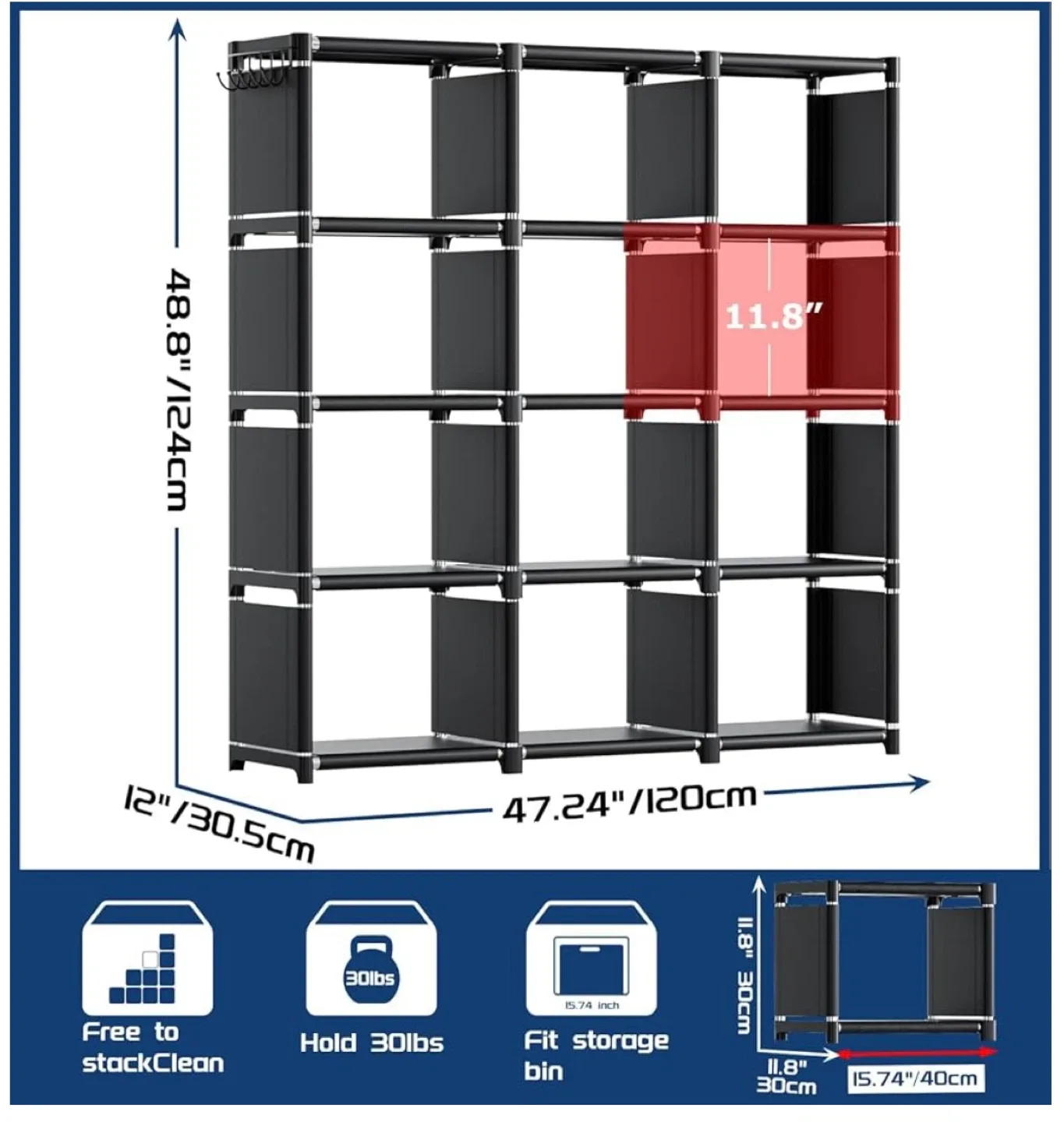 Black 12-Cube Storage Shelf Organizer (BRANDNEW ) image indicator(2)
