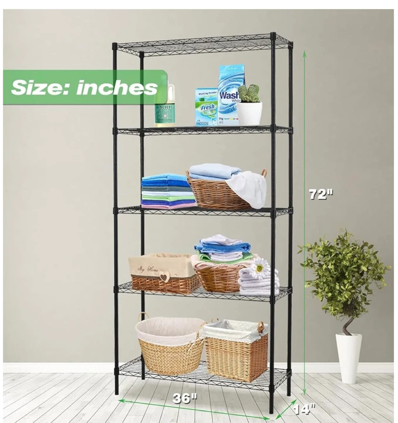 5-Tier Wire Shelving Unit 72"x36"x14" (BRANDNEW) thumbnail