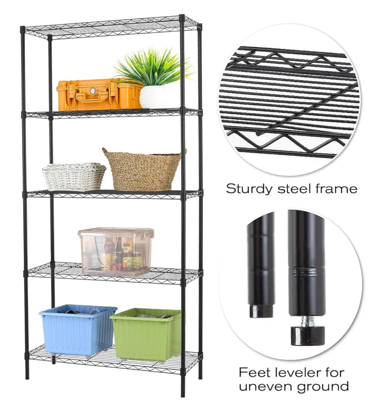 5-Tier Wire Shelving Unit 72"x36"x14" (BRANDNEW) image indicator(4)