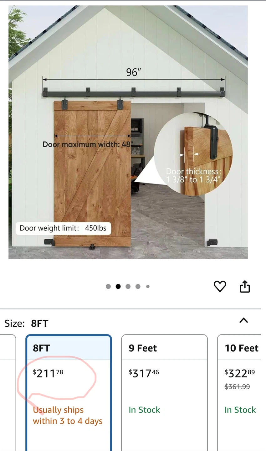 8FT Sliding Barn Door Hardware Kit - New - photo 2