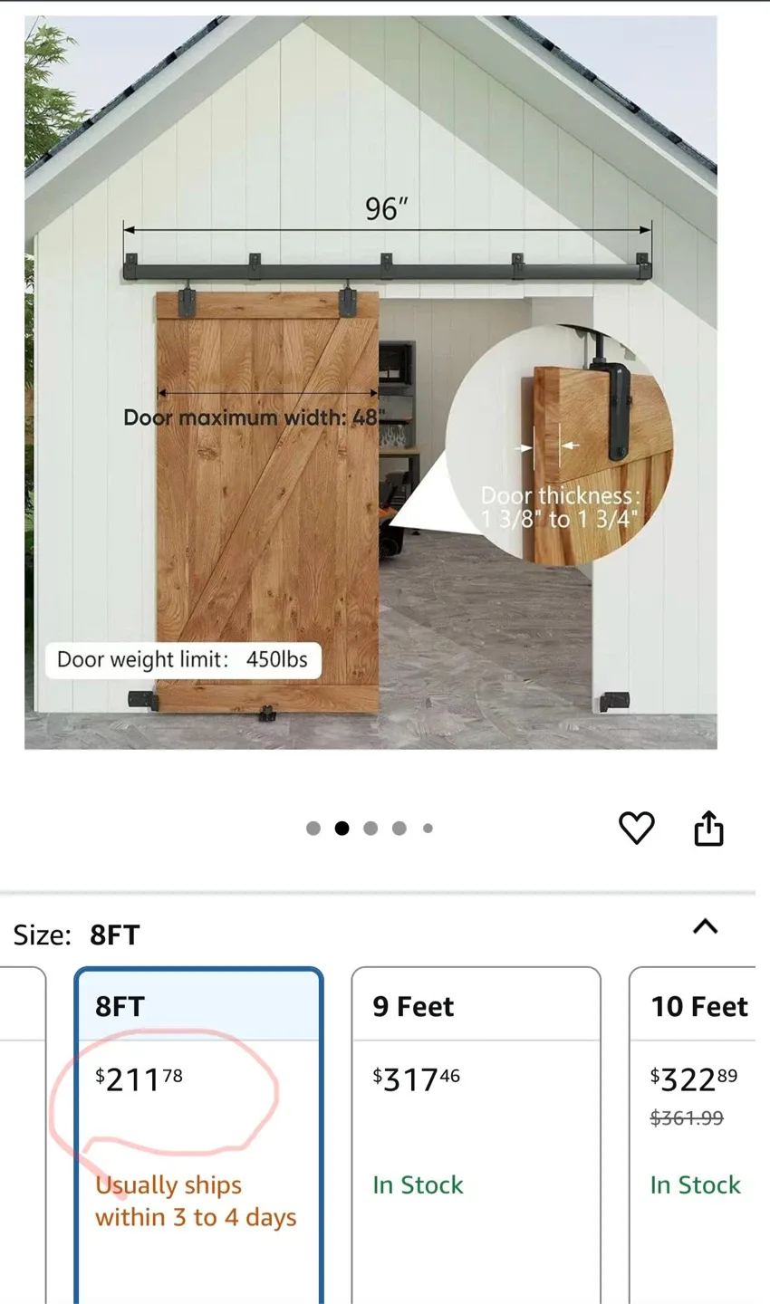 8FT Sliding Barn Door Hardware Kit - New image indicator(2)