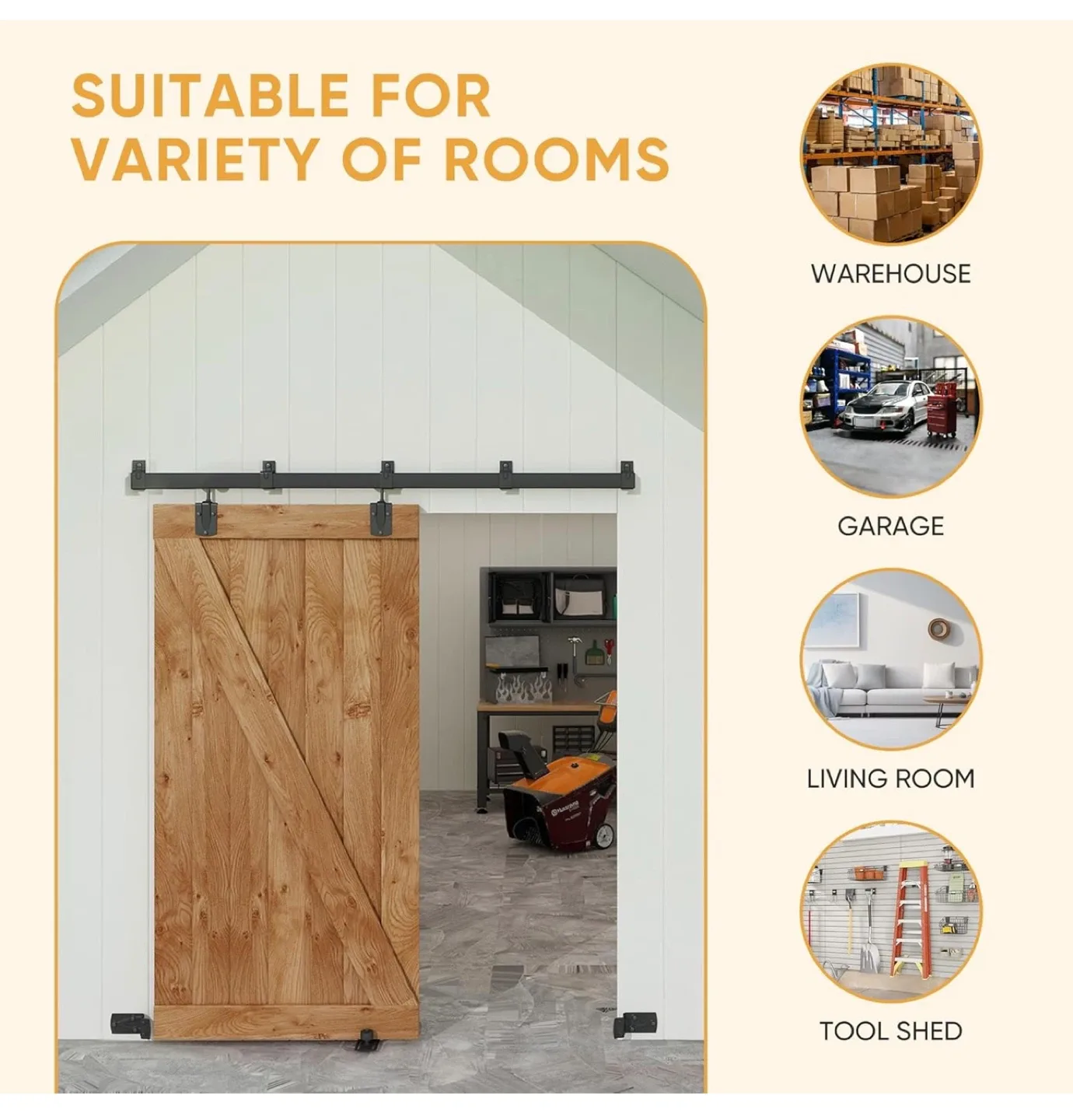 8FT Sliding Barn Door Hardware Kit - New thumbnail