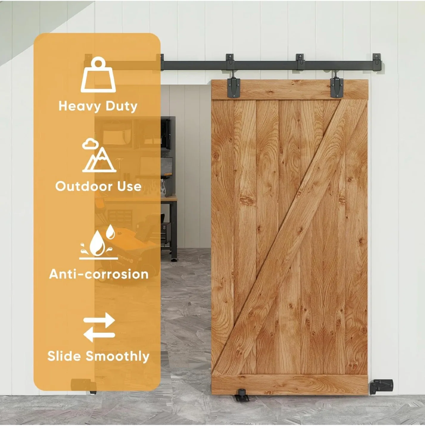 8FT Sliding Barn Door Hardware Kit - New image indicator(4)