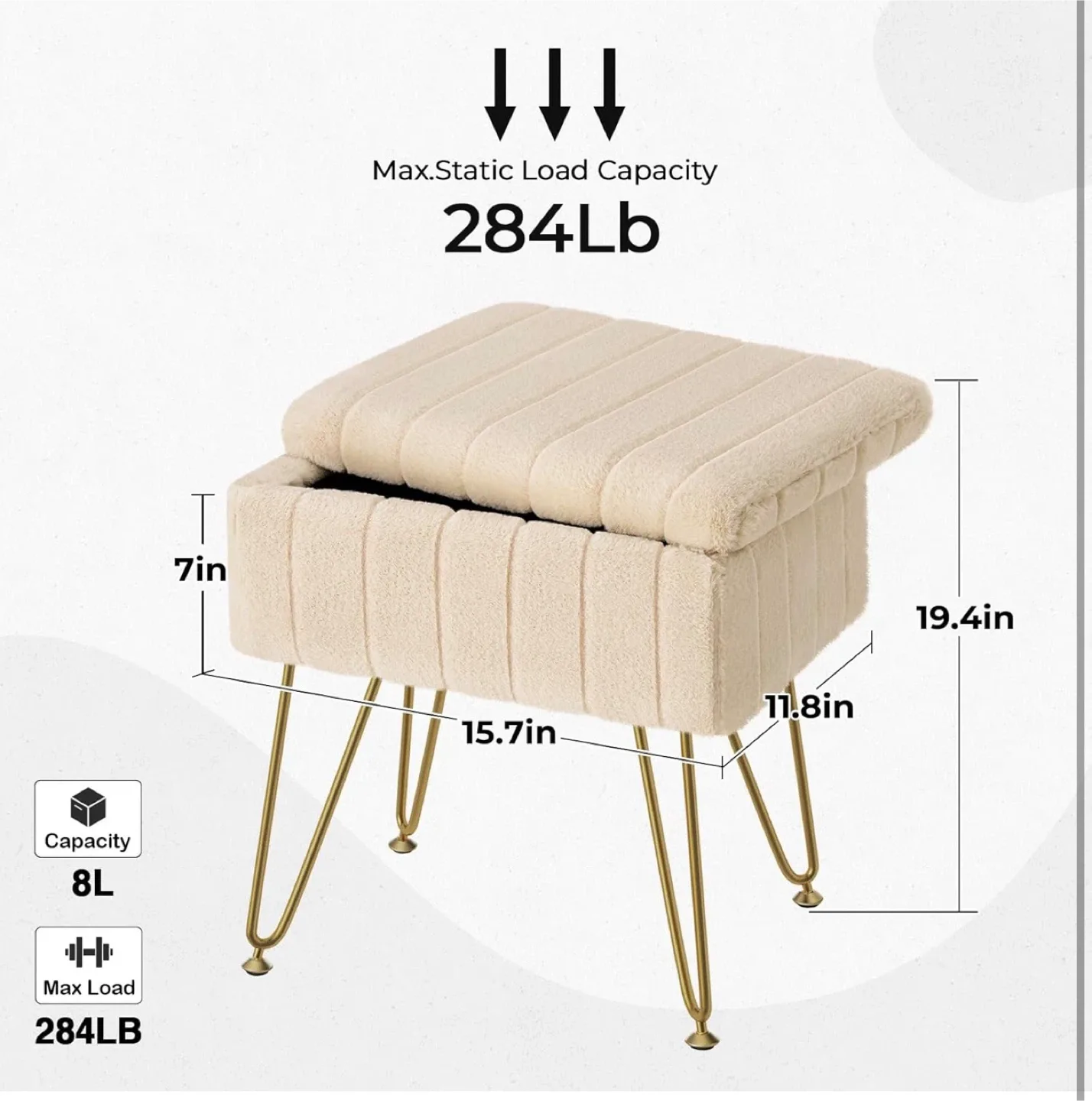 Beige Ottoman Chair with Storage(brandnew) image indicator(3)