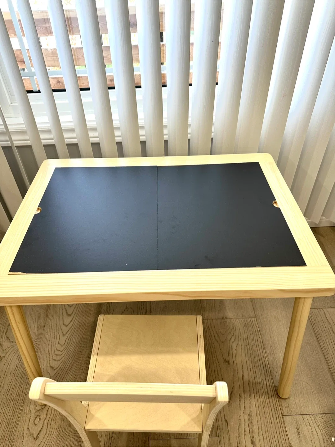 Kids Double-Sided Easel Table with Chair - Birch Wood image indicator(10)