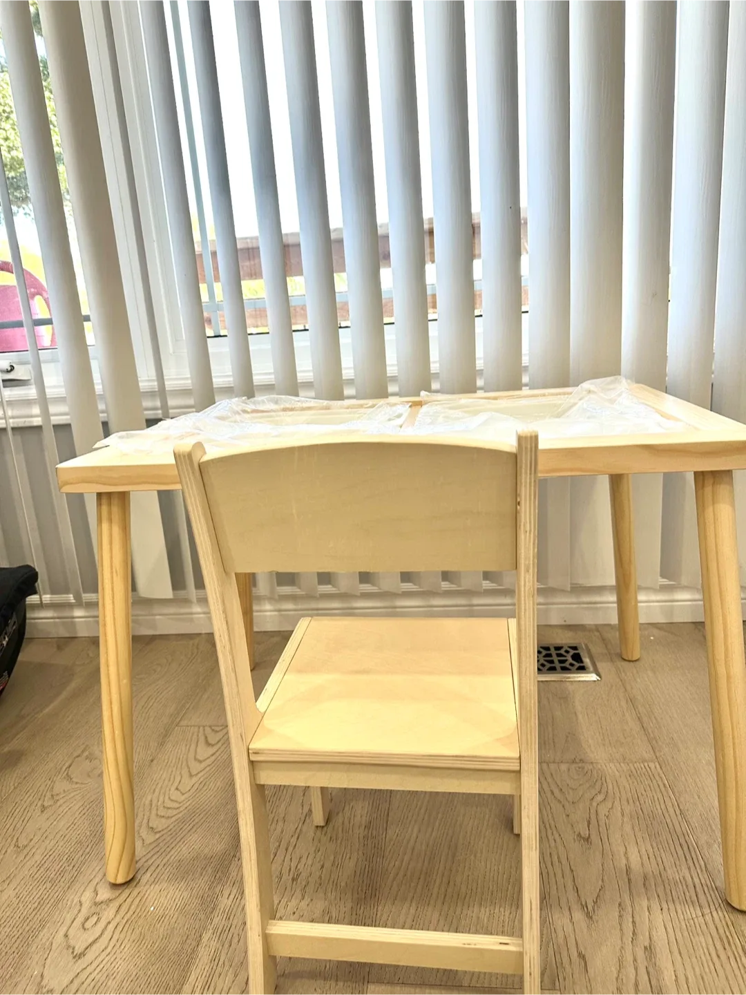 Kids Double-Sided Easel Table with Chair - Birch Wood image indicator(9)