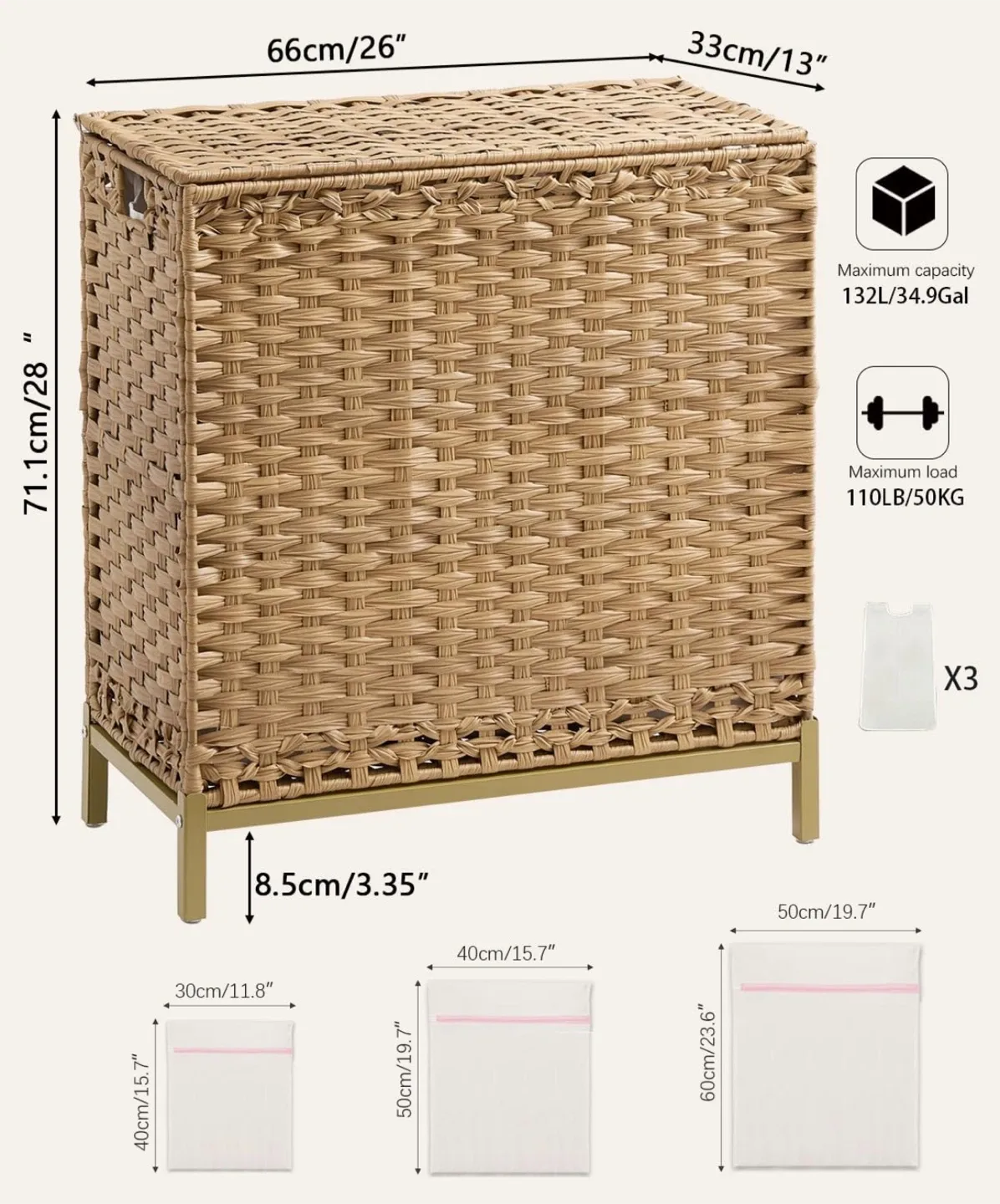 Woven Hamper with 3 Liner Bags -brandnew image indicator(3)