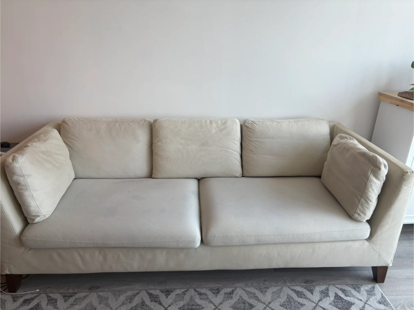 Beige Sofa with Blue Cover - photo 4