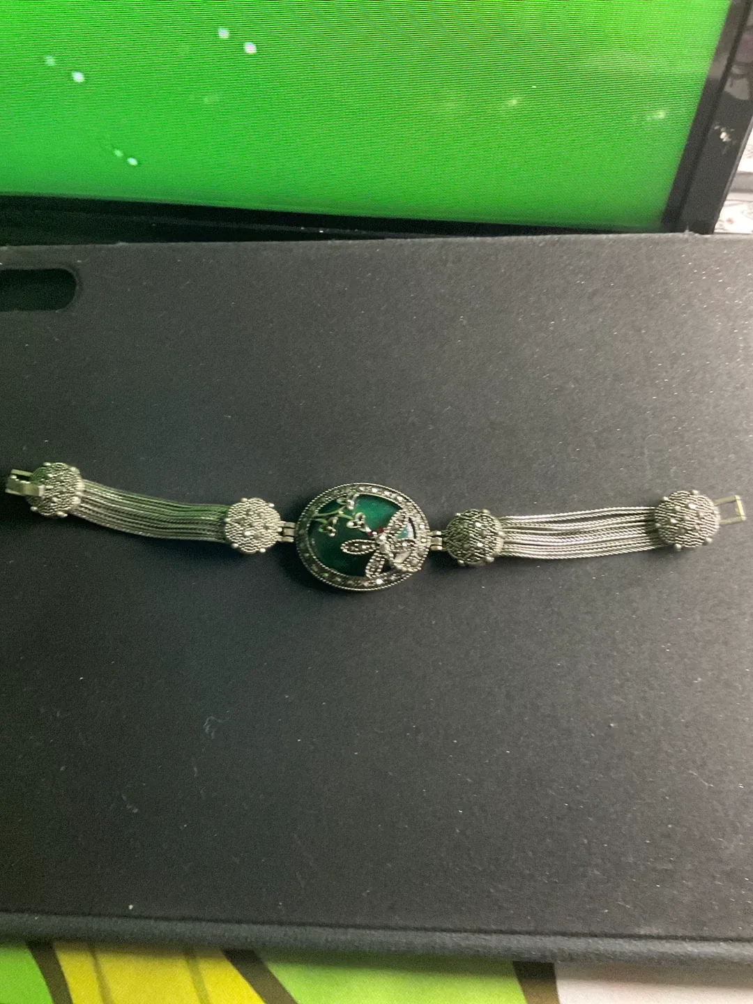 Pure Green Stone with Silver chains 💚🌱🌿 image indicator(6)