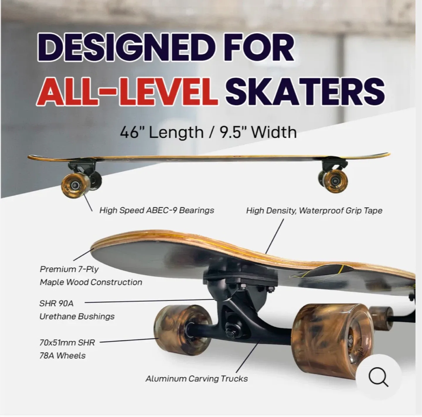 *Brand New*Gold Rush Longboard Skateboard w/ Surfskate Trucks image indicator(5)
