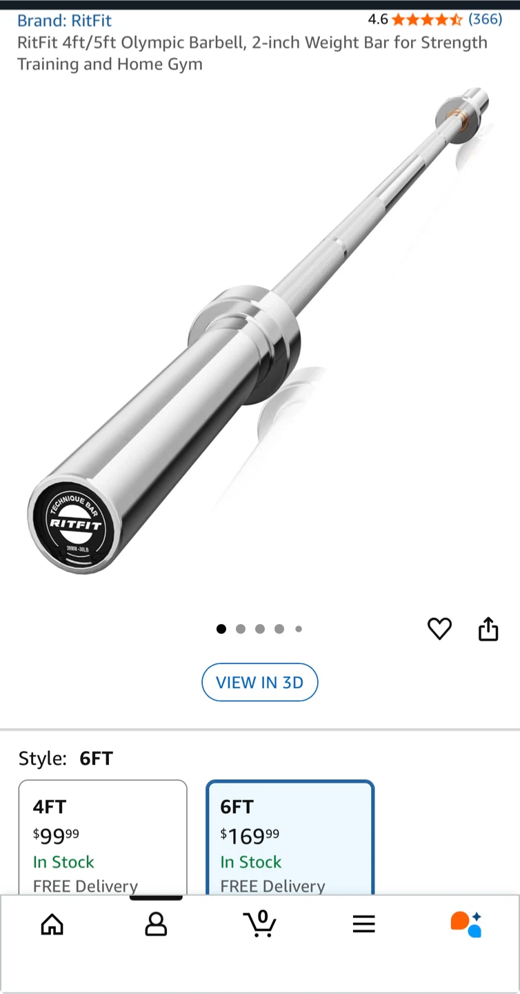 RitFit 6FT Olympic Barbell, 2-inch Weight Bar - photo 2