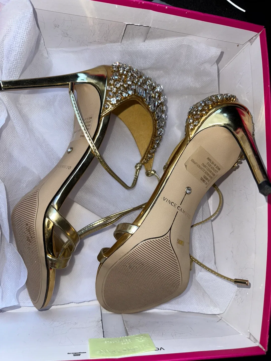 Vince Camuto Gold Jeweled Heels - Size 8.5 image indicator(4)