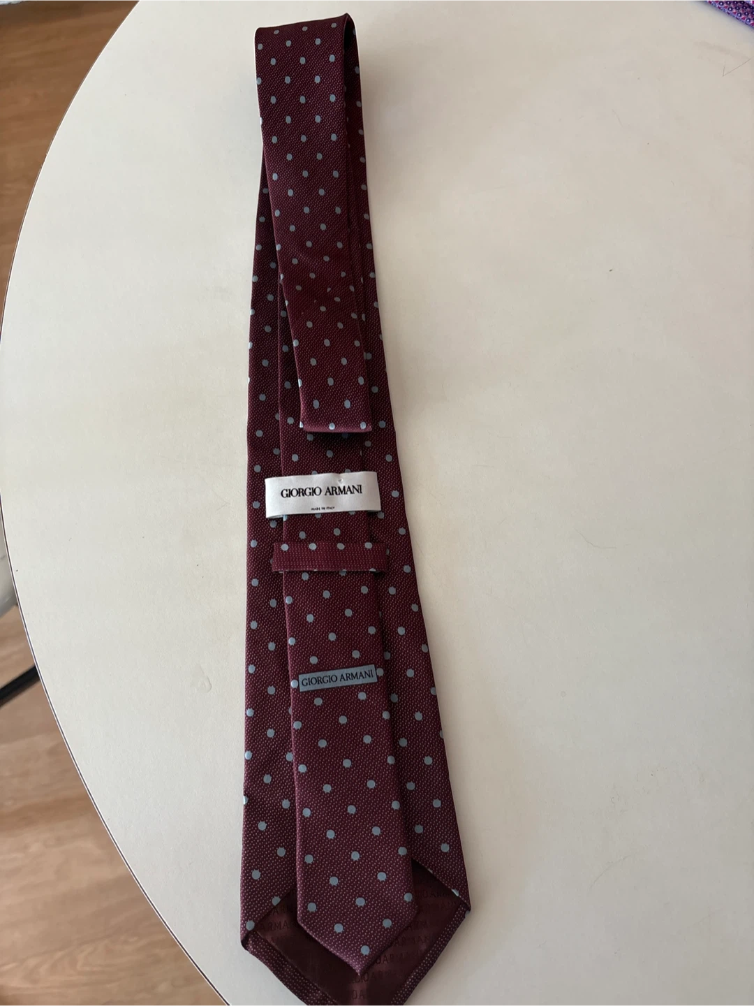 Giorgio Armani Burgundy Polka Dot Tie