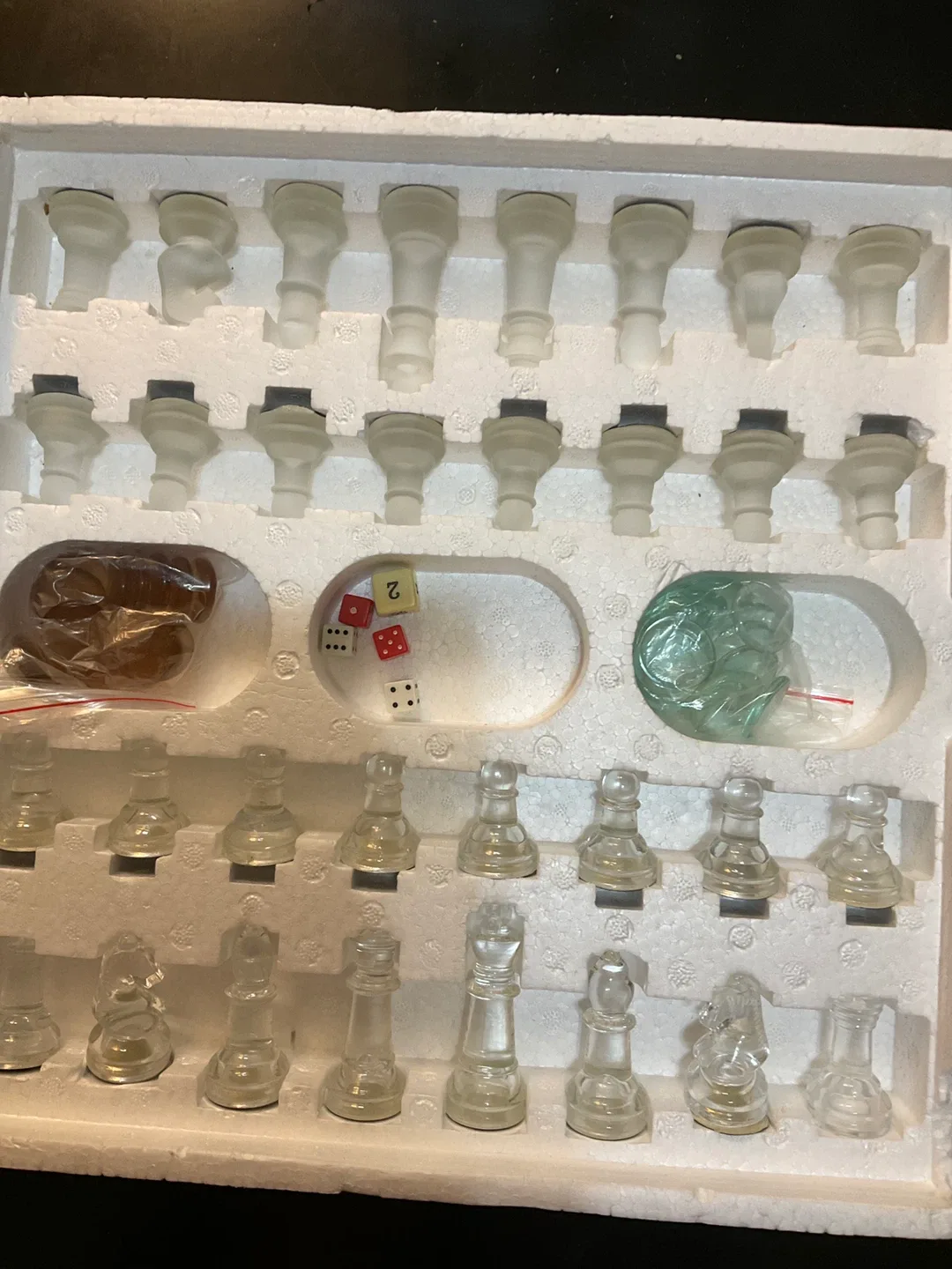 Deluxe Glass Game Set 3 in 1 Chess Checkers Backgammon image indicator(5)